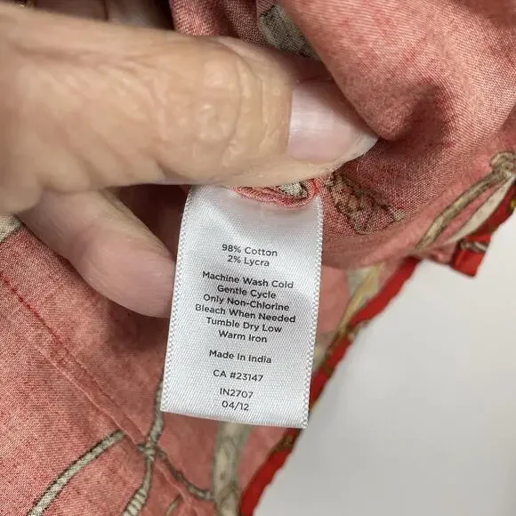 Talbots Equestrian Shirt Women's 14 Red Button Up Horse Bridle Classic Old Money - Picture 10 of 10